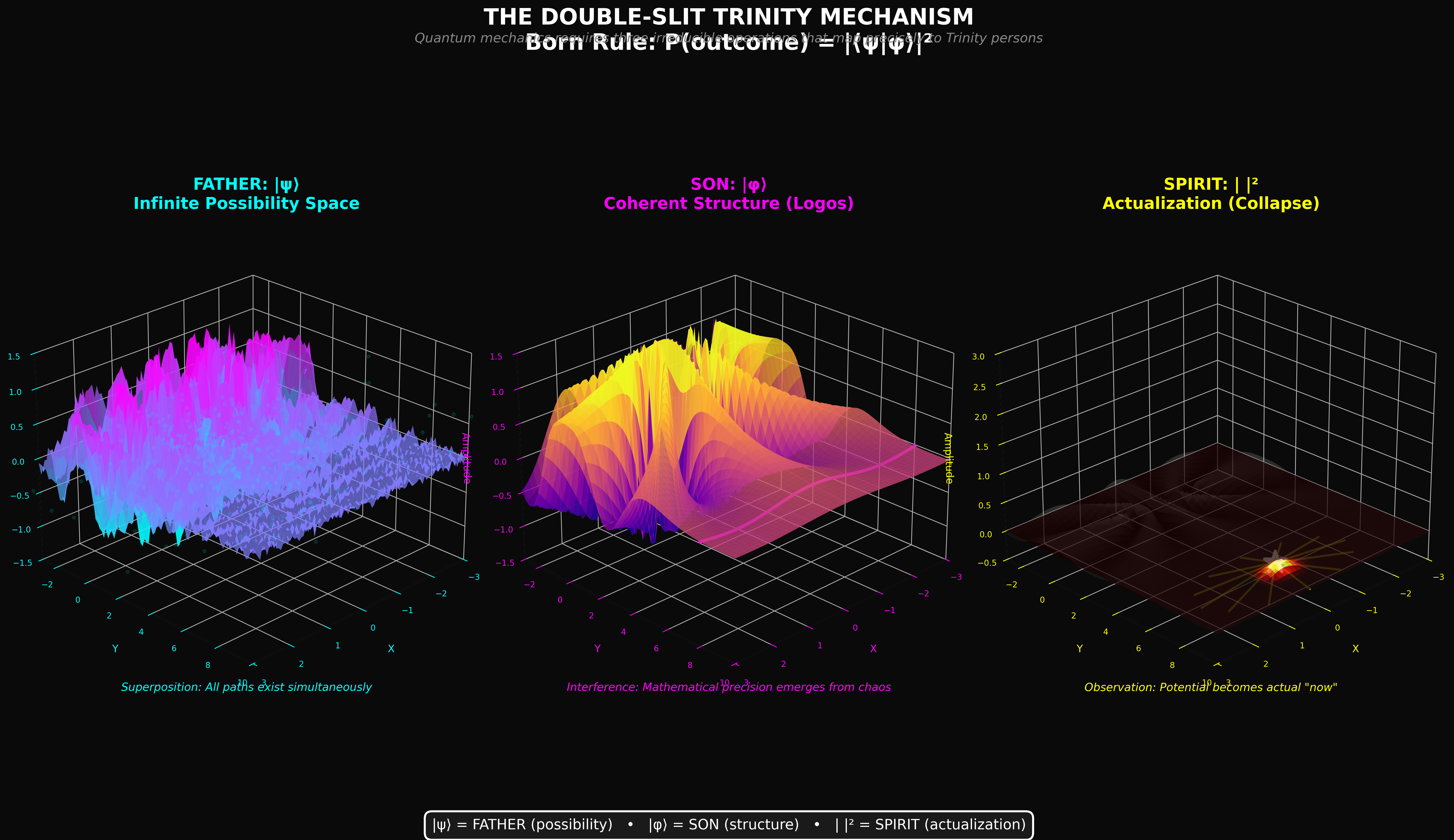 The Double-Slit Trinity Mechanism — Father, Son, Spirit as possibility, structure, actualization